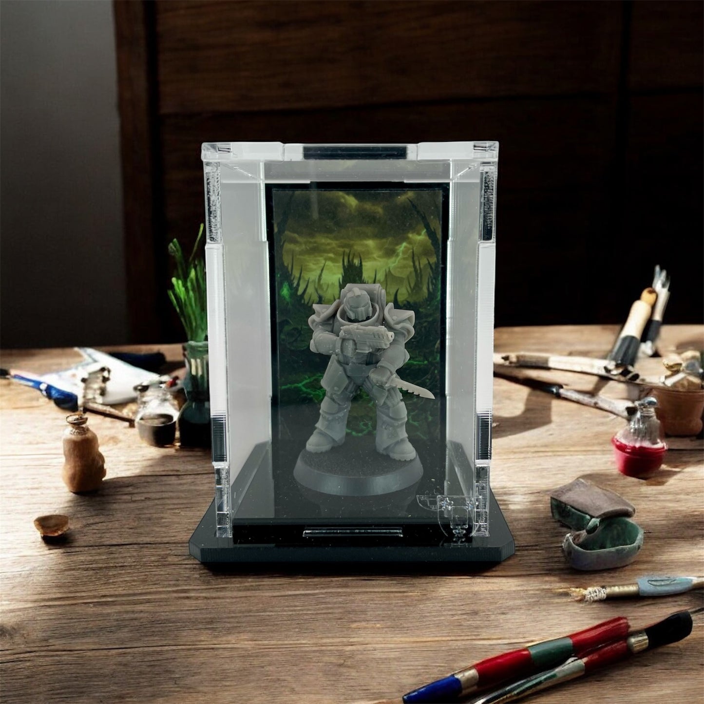 Small Display Case for 1 Mini - Plague World Background