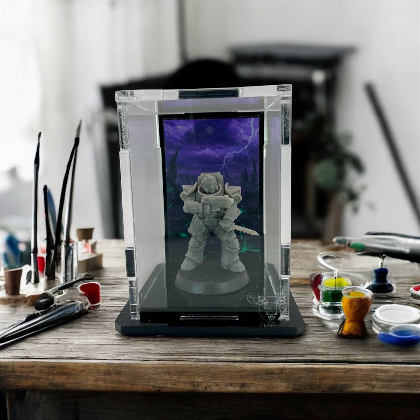 Small Display Case for 1 Mini - Corrupted Storm Background