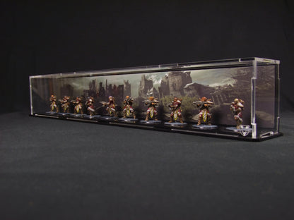 Display case for 10 x 32mm minifigs (City Background)