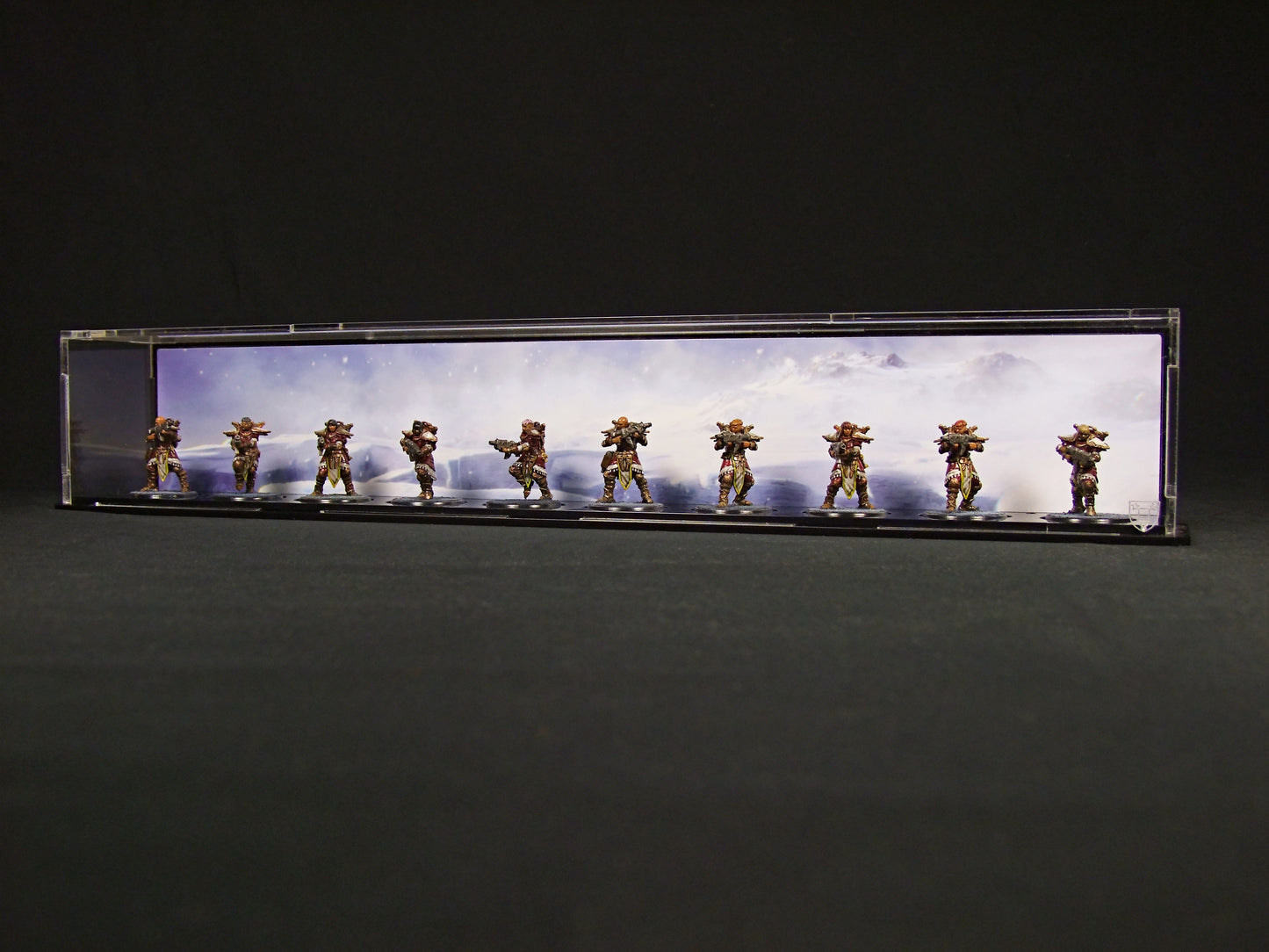 Display case for 10 x 32mm minifigs (Ice Background)