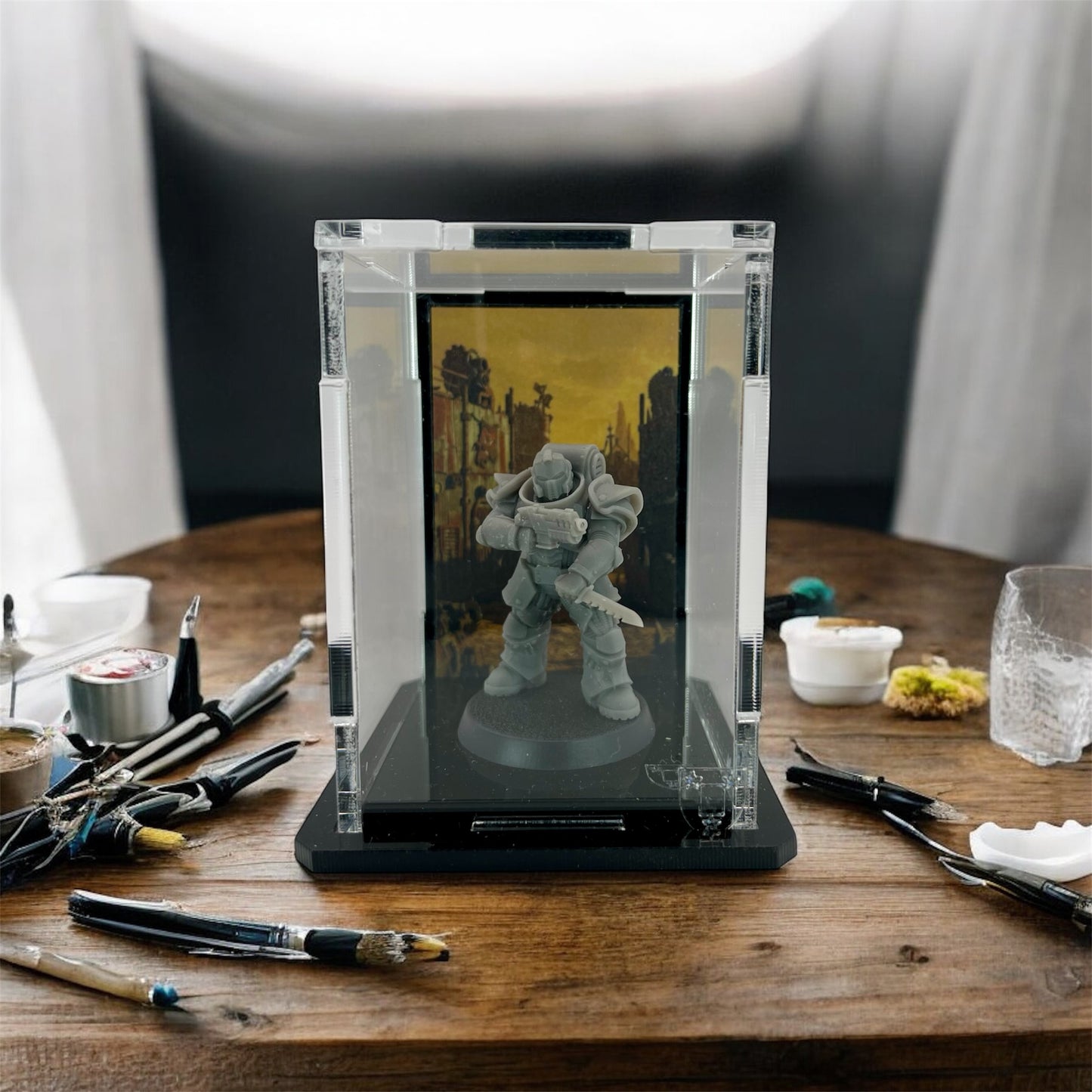 Small Display Case for 1 Mini - Wastelands Background